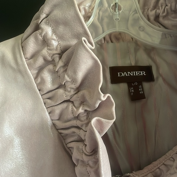 Pink Ruffled Danier Leather Jacket - Picture 3 of 9